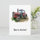 Massey Ferguson Red Tractor in het veld Kaart (Staand voorkant)