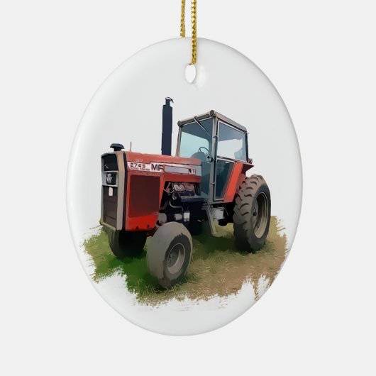 Massey Ferguson Red Tractor in het veld Keramisch Ornament (Rechts)
