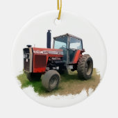 Massey Ferguson Red Tractor in het veld Keramisch Ornament (Voorkant)