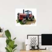 Massey Ferguson Red Tractor in het veld Poster (Thuiskantoor)