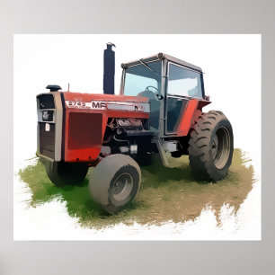 Massey Ferguson Red Tractor in het veld Poster