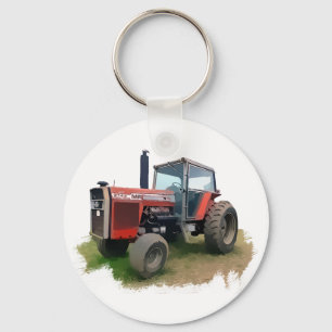 Massey Ferguson Red Tractor in het veld Sleutelhanger