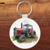 Massey Ferguson Red Tractor in het veld Sleutelhanger (Voorkant)