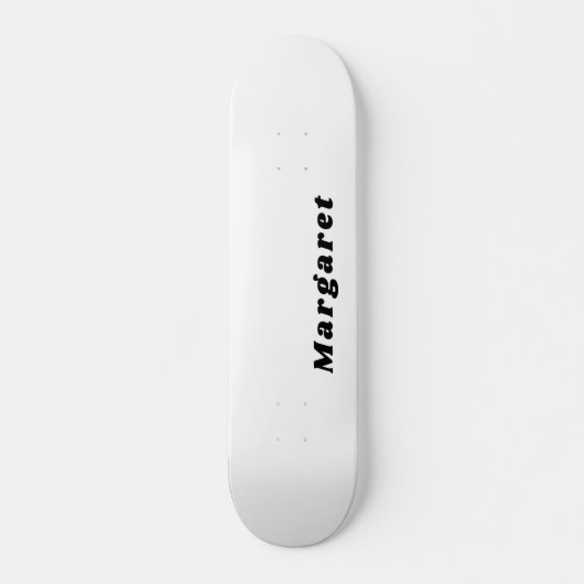 Massief wit skateboard met Jouw naam in stijl (Voorkant)
