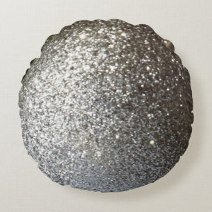 Massief zilveren glittervlakte rond kussen