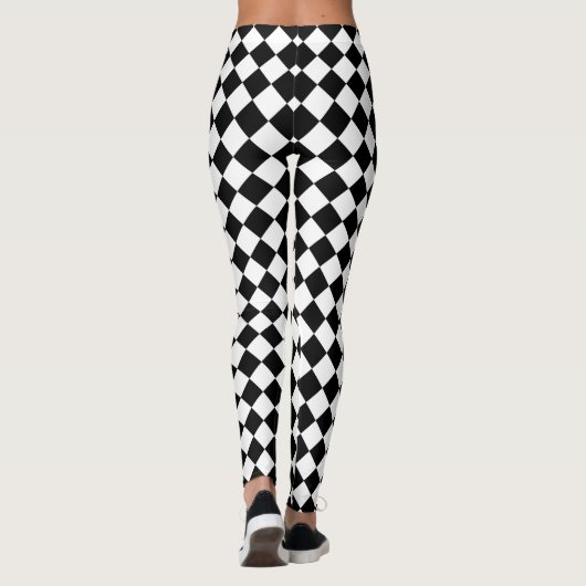 Massief zwart en klassiek wit Chevron patroon Leggings (Achterkant)