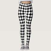 Massief zwart en klassiek wit Chevron patroon Leggings (Voorkant)