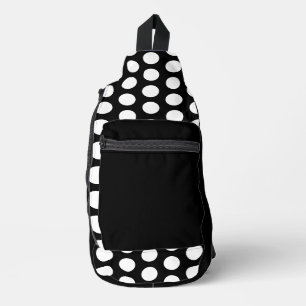 Massief zwart wit polka stippen sling bag