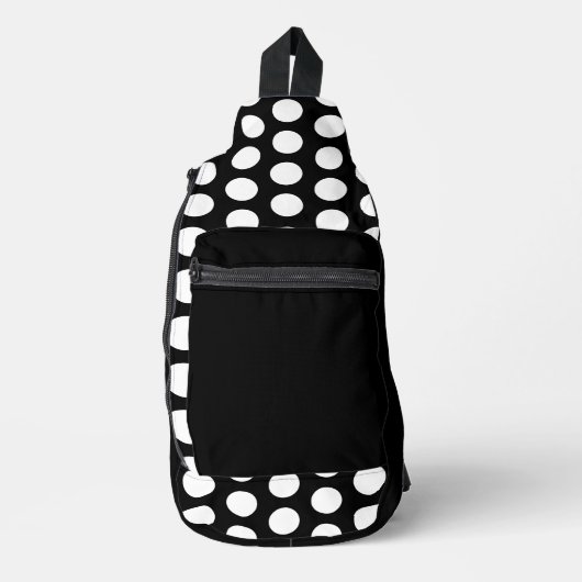 Massief zwart wit polka stippen sling bag (Voorkant)