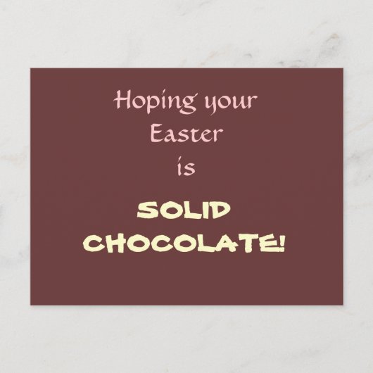 Massieve chocolade Pasen Feestdagenkaart (Voorkant)
