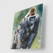 Massieve Gorilla in de Wildernis Vierkante Klok (Hoek)