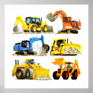 Massieve Kinder constructiedroger en graafmachine Poster