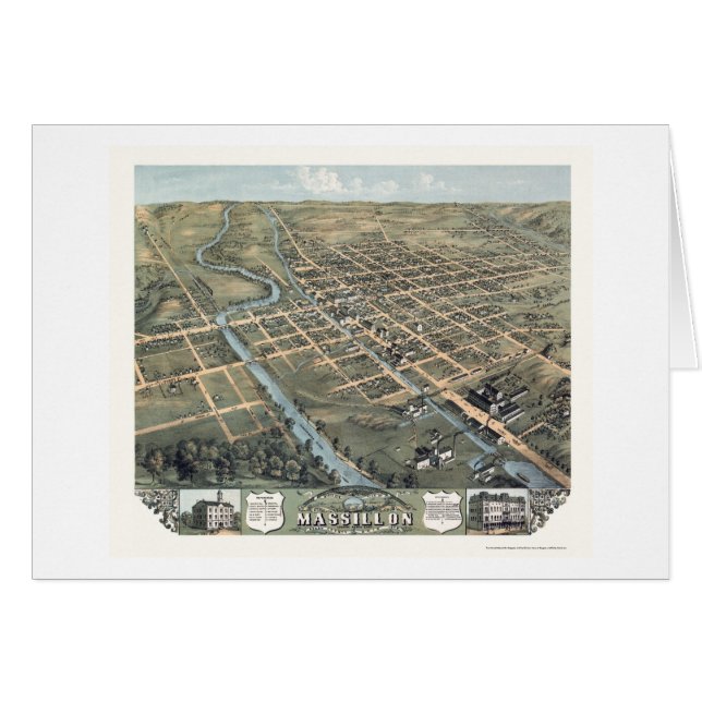 Massillon, OH Panoramic Map - 1870 (Voorkant Horizontaal)