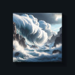 Massive Waves Crashing Against Towering Vertical  Canvas Afdruk<br><div class="desc">A breathtaking digital masterpiece capturing the epic power of the sea. Colossal turquoise waves surge and break against steep, textured stone cliffs under a dramatic, cloud-filled sky, creating a cinematic and awe-inspiring coastal landscape. Perfect for high-end wall decor, statement art pieces, or modern professional spaces seeking a powerful natural focal...</div>