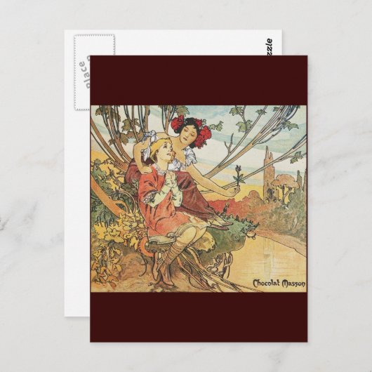 masson alphonse mucha chocolat briefkaart (Voorkant / Achterkant)