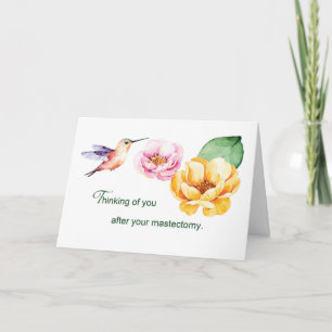 Mastectomie Thinking of You Flowers and Hummingbir Kaart