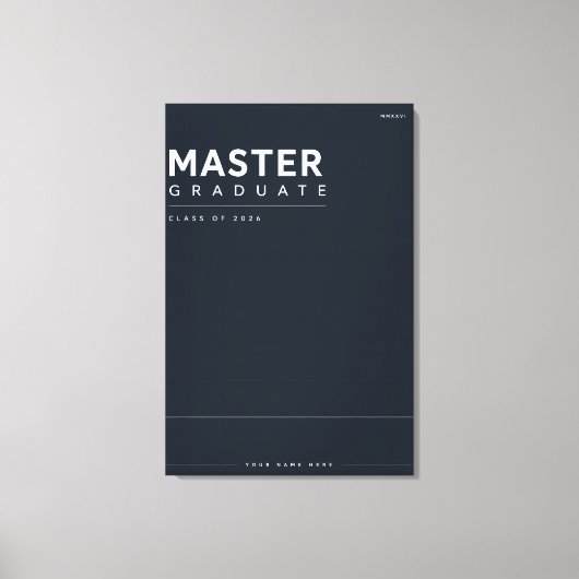 Master Afgestudeerde 2026 Geschenk met Eigen Naam Canvas Afdruk (Voorkant)