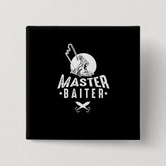 Master Baiter Funny Vist het Zee van de Visserij o Vierkante Button 5,1 Cm