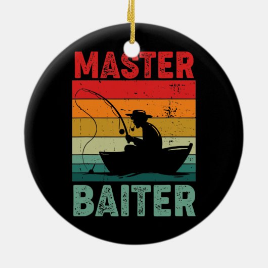 Master Baiter Retro Gevist Keramisch Ornament (Achterkant)