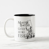 MASTER BAITERS CATCH MEER FISH T-shirt Tweekleurige Koffiemok (Links)