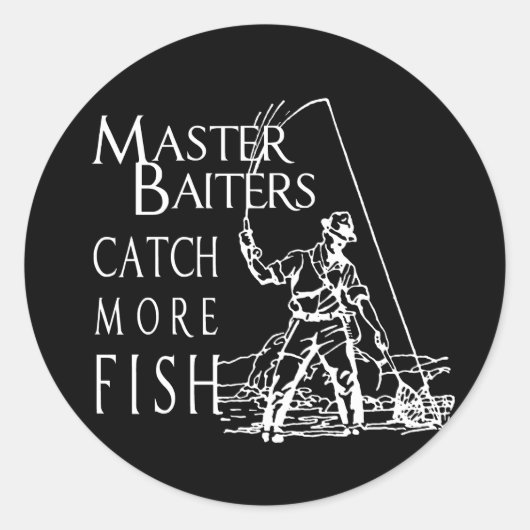 MASTER BAITERS VANGT MEER VIS T-shirt Ronde Sticker (Voorkant)