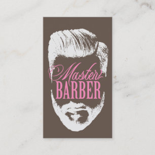 Master Barber Brown Pink Typography Barbershop Visitekaartje