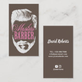 Master Barber Brown Pink Typography Barbershop Visitekaartje (Voorkant / Achterkant)
