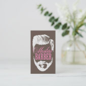 Master Barber Brown Pink Typography Barbershop Visitekaartje (Staand voorkant)