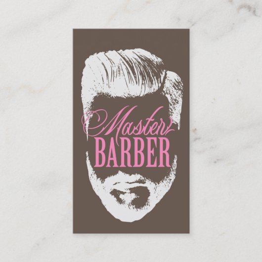Master Barber Brown Pink Typography Barbershop Visitekaartje (Voorkant)