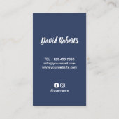 Master Barber Navy Blue Typography Barbershop Visitekaartje (Achterkant)