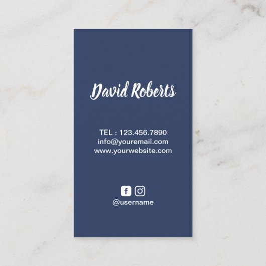 Master Barber Navy Blue Typography Barbershop Visitekaartje (Achterkant)