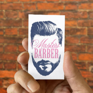 Master Barber Navy Blue Typography Barbershop Visitekaartje