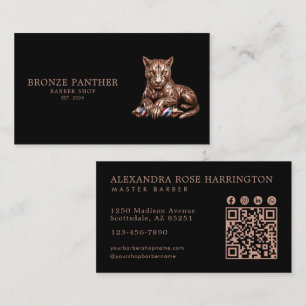 Master Barber Shop Roze Goud Panter Qr Code Visitekaartje