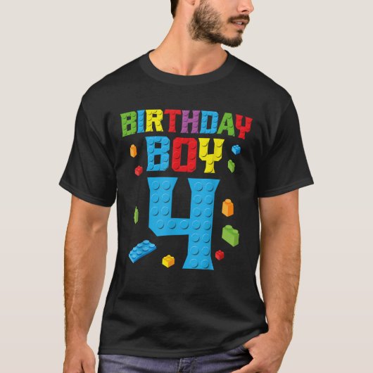 Master Bouwer 4e Verjaardag Jongen 4 Vier Jaar Bou T-shirt (Voorkant)