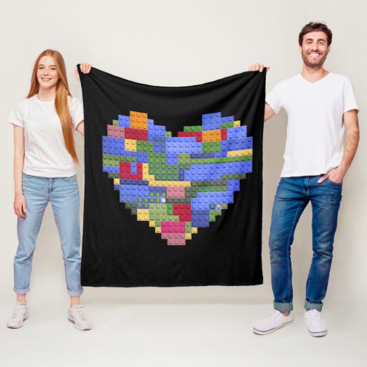Master Bouwer Blok Baksteen Hart Valentin Fleece Deken (In situ)
