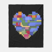 Master Bouwer Blok Baksteen Hart Valentin Fleece Deken (Voorkant)
