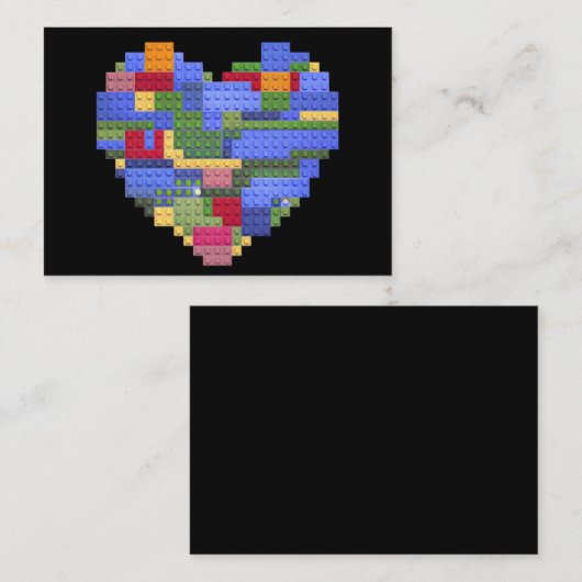 Master Bouwer Blok Baksteen Hart Valentin Notitiekaartje (Voorkant / Achterkant)