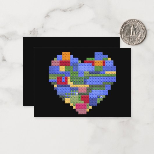 Master Bouwer Blok Baksteen Hart Valentin Notitiekaartje (Voorkant / Achterkant in situ)