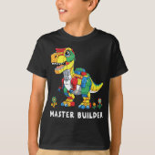 Master Bouwer Bouwstenen Baksteen Dinosaurus T-shirt (Voorkant)
