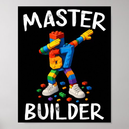Master Bouwer Dabbing 67 Meme Bouwstenen Bri Poster (Voorkant)