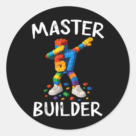 Master Bouwer Dabbing 67 Meme Bouwstenen Bri Ronde Sticker (Voorkant)