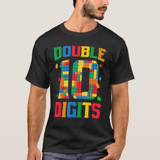 Master Builder 10e verjaardag jongen 10 bakstenen T-shirt (Voorkant)