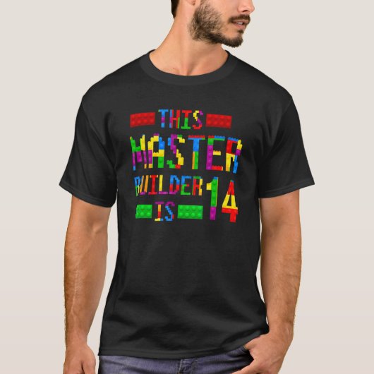 Master Builder 14 Years Old Born 2008 Fourteenth B T-shirt (Voorkant)