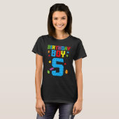 Master Builder 5th Birthday Boy 5 Five Year Build T-shirt (Voorkant volledig)