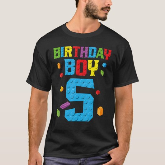 Master Builder 5th Birthday Boy 5 Five Year Build T-shirt (Voorkant)