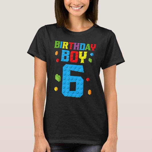 Master Builder 6th Birthday Boy 6 Six Year Build T-shirt (Voorkant)