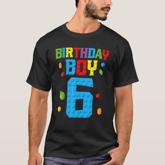 Master Builder 6th Birthday Boy 6 Six Year Build T-shirt (Voorkant)