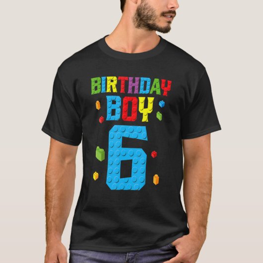 Master Builder 6th Birthday Boy 6 Six Year Build T-shirt (Voorkant)