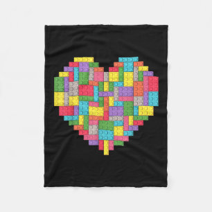Master Builder Block Brick Building Heart Fleece Deken