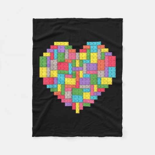 Master Builder Block Brick Building Heart Fleece Deken (Voorkant)